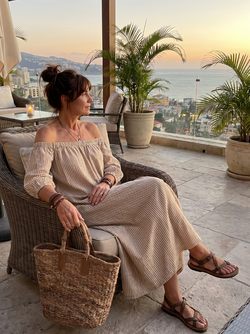 Eufemia | Off-Shoulder Striped Maxi Dress