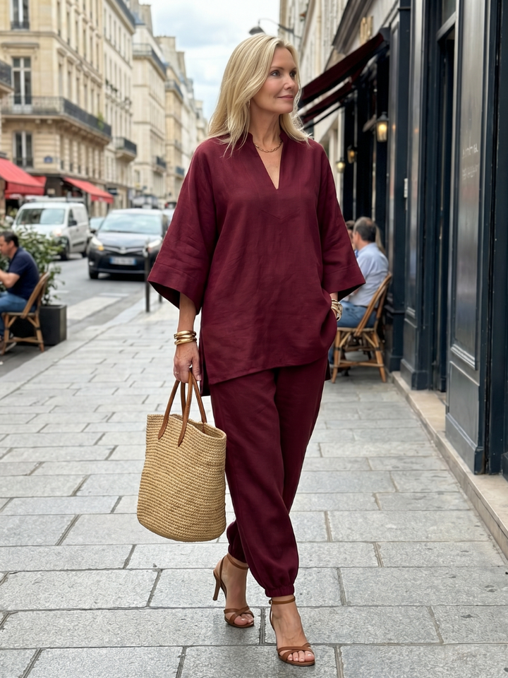Georgiana | Viscose Tunic and Gathered Trousers Set