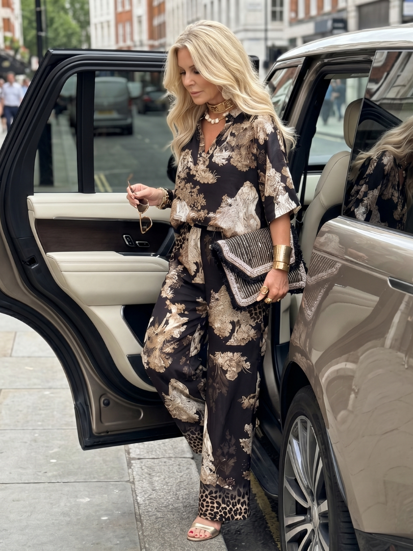 Mina | Printed Wrap Top Wide-Leg Set