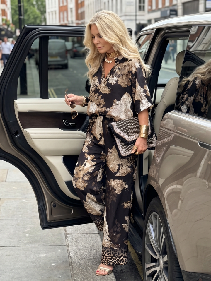 Mina | Printed Wrap Top Wide-Leg Set
