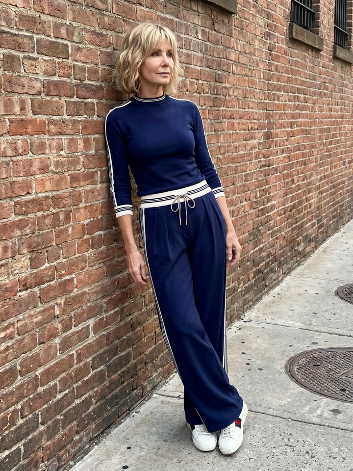 Eirlys | Fitted Long Sleeve Top and Wide-Leg Trousers Set