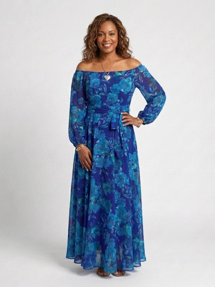 Stella & Grace™ | Off-Shoulder Floral Maxi Dress