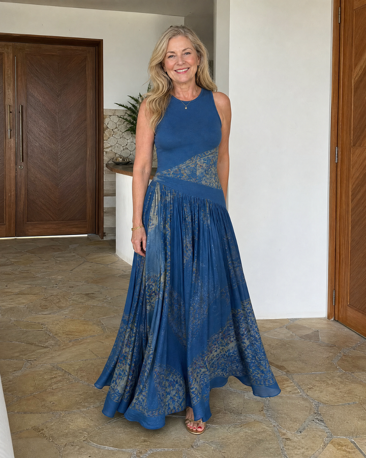 Velisse | Printed Sleeveless Corset and Flowy Maxi Skirt Set