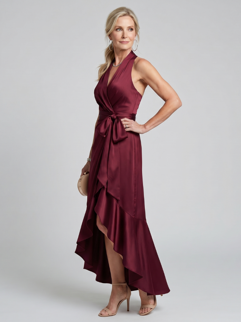 Honora | Asymmetric Halter Neck Midi Dress