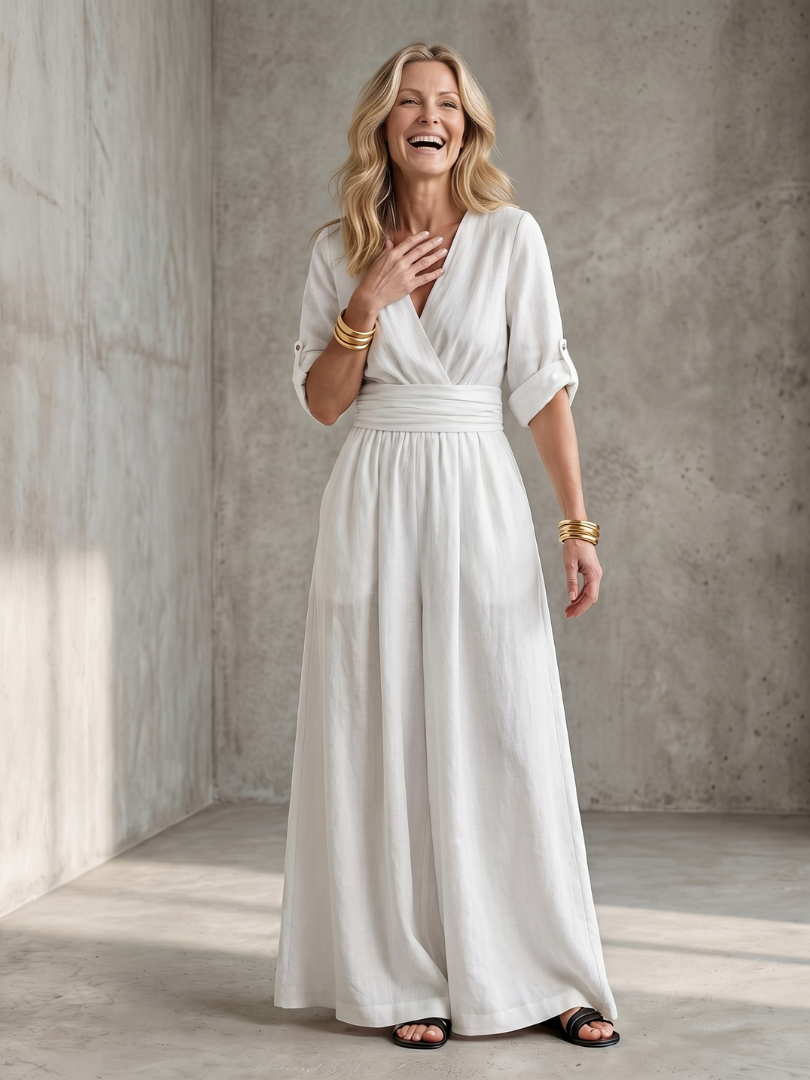 Wanda | Wide Jumpsuit with Front Crossover