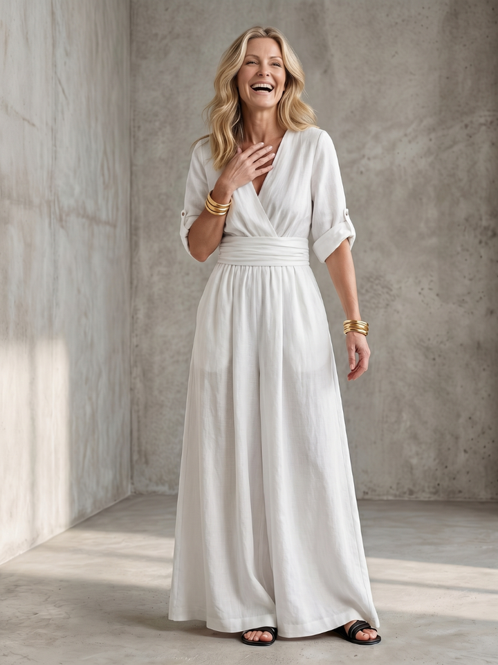 Wanda | Wide Jumpsuit with Front Crossover