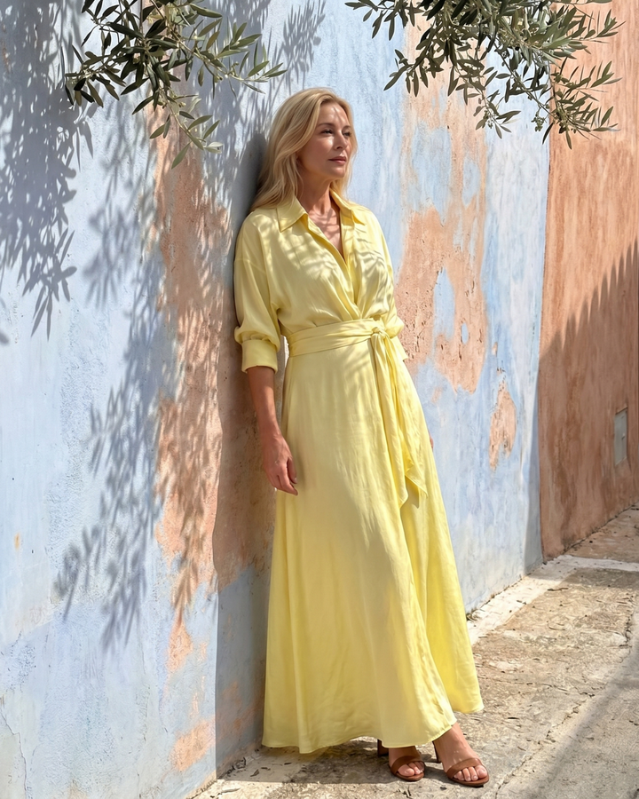Zelith | Long Midi Dress with Collar and Belt