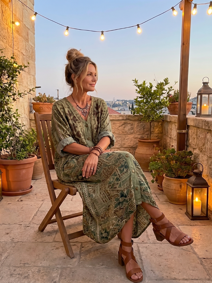 Matilda | Button Front Oversized Pocket Midi Dress