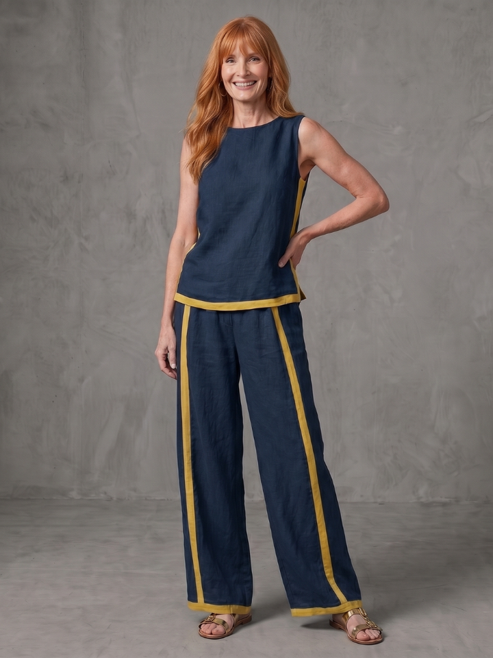 Inara | Sleeveless Top and Contrast Wide-Leg Trousers