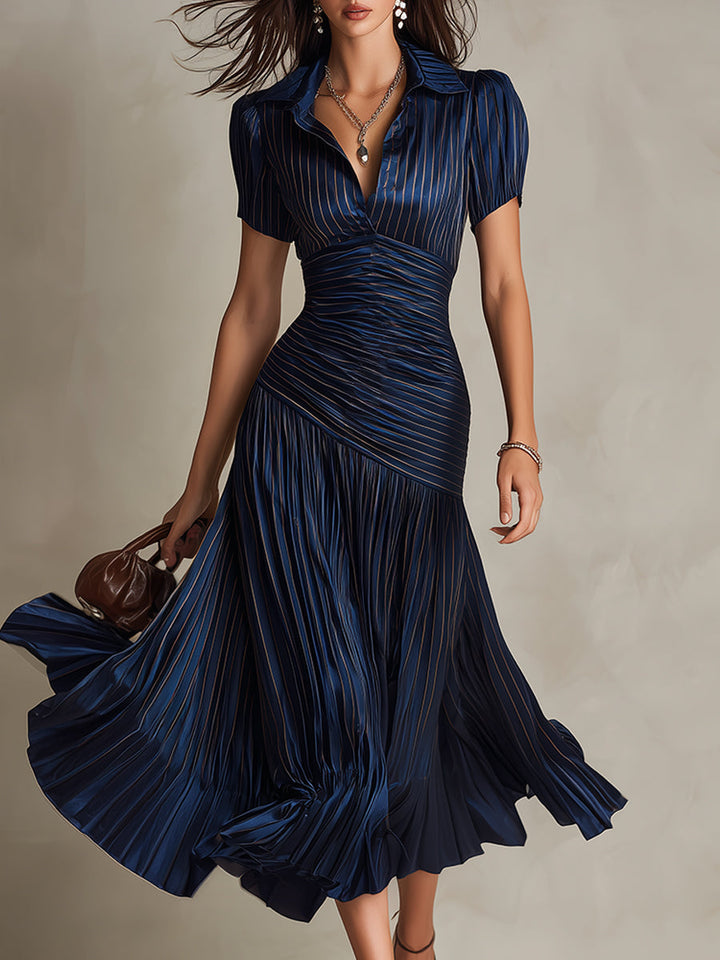 Adriana™ Retro Striped Satin Midi Dress