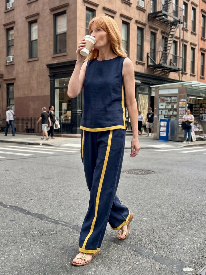 Inara | Sleeveless Top and Contrast Wide-Leg Trousers