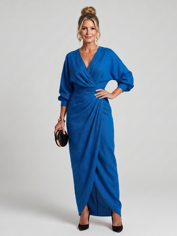 Fable | Long-Sleeve V-Neck Midi Dress
