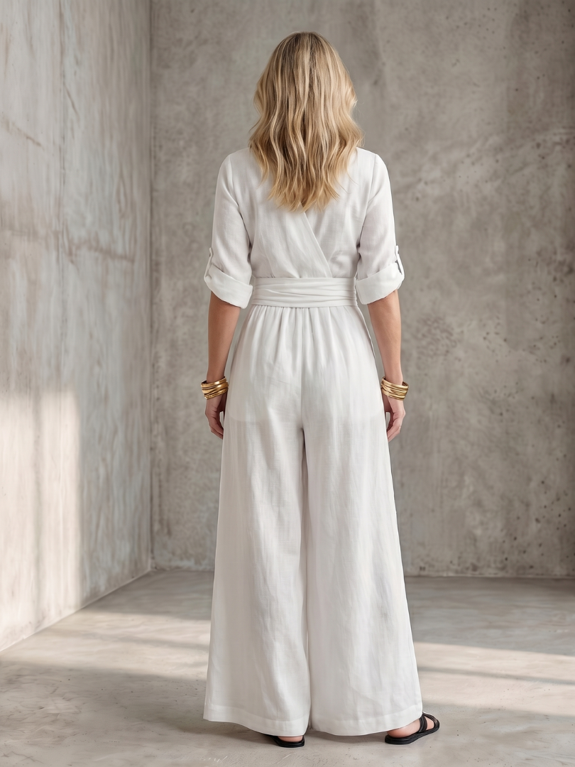Wanda | Wide Jumpsuit with Front Crossover
