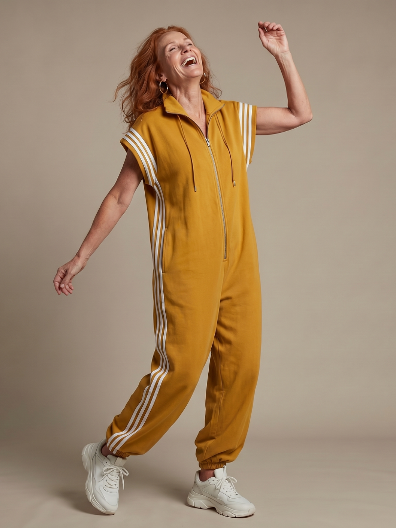 Lark | Zip Jumpsuit with Striped Panels
