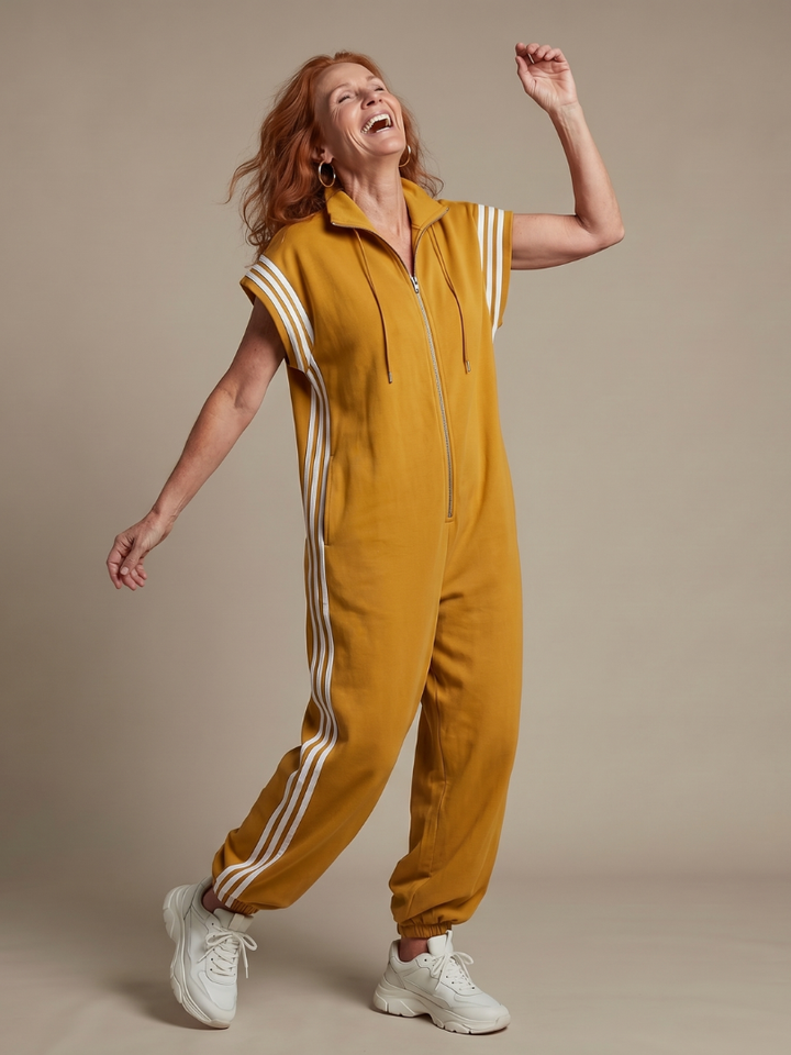 Lark | Zip Jumpsuit with Striped Panels