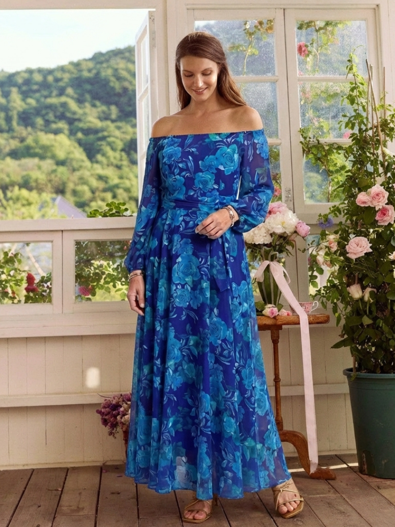 Stella & Grace™ | Off-Shoulder Floral Maxi Dress