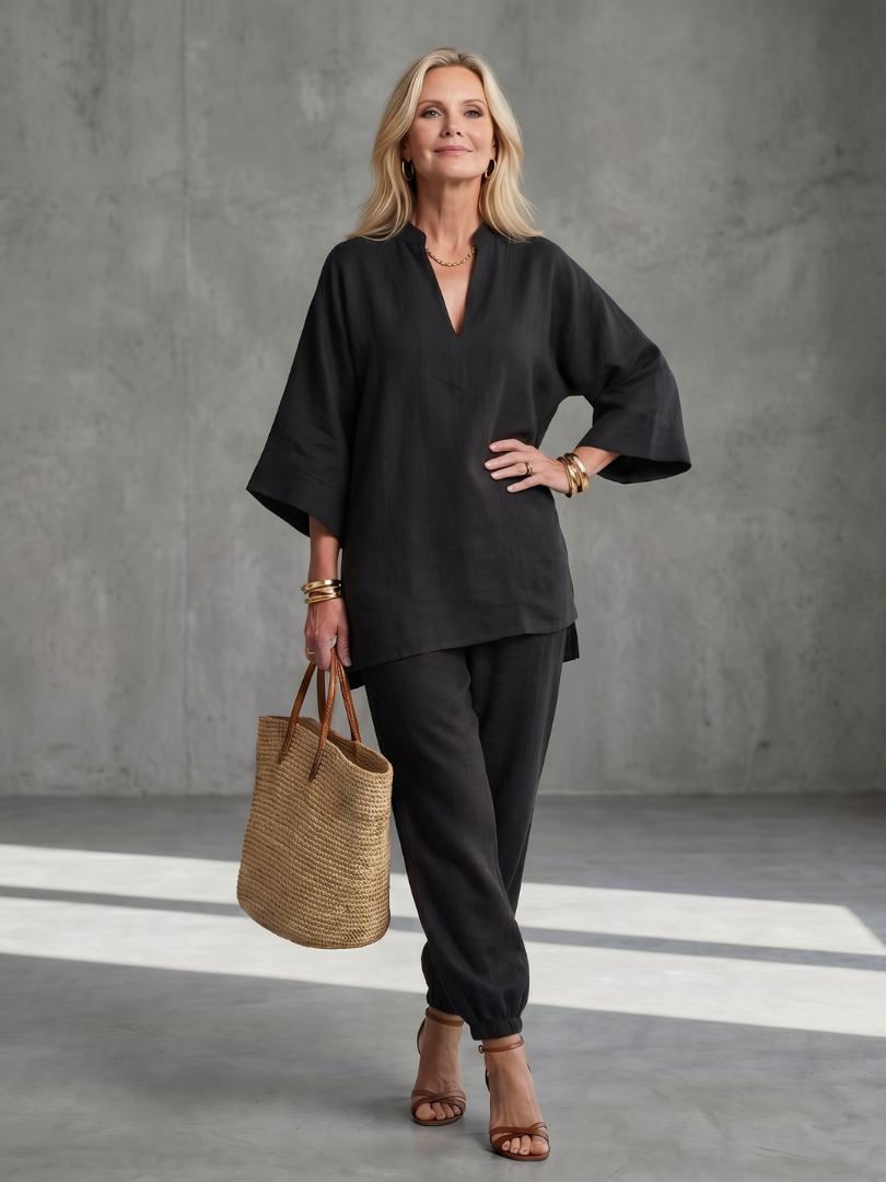 Georgiana | Viscose Tunic and Gathered Trousers Set