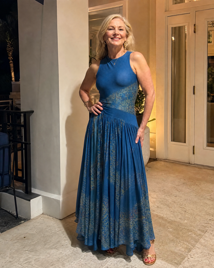 Velisse | Printed Sleeveless Corset and Flowy Maxi Skirt Set