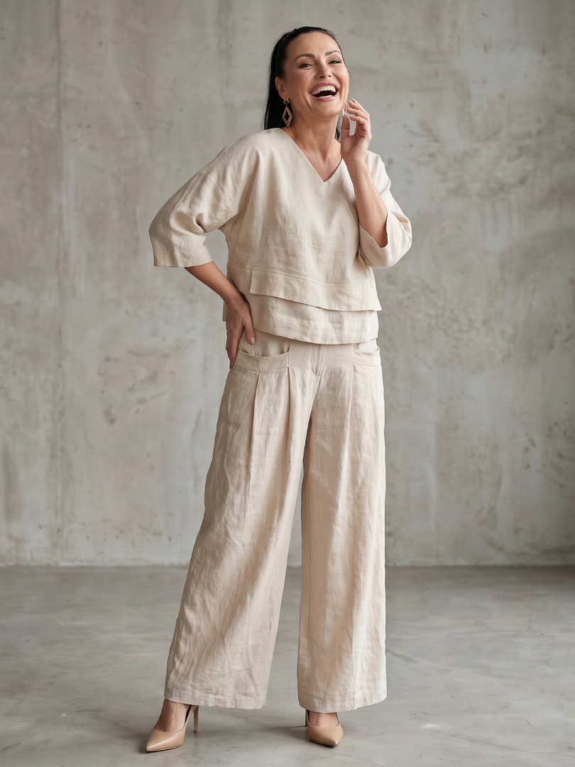 Fiume | Layered Top with Wide-Leg Trousers Set