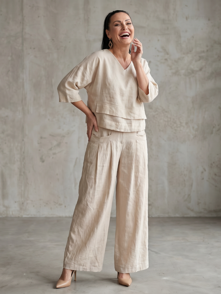 Fiume | Layered Top with Wide-Leg Trousers Set