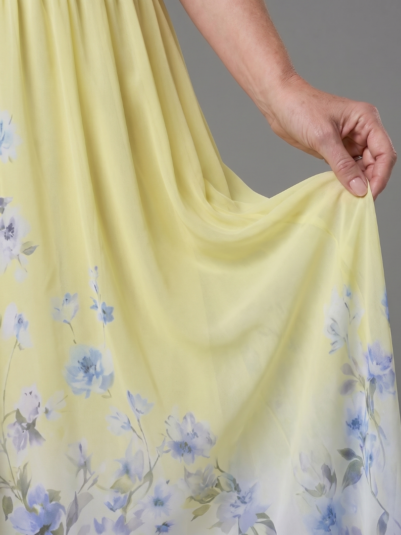Clarissa | Sleeveless V-Neck Midi Dress with Soft Floral Hem