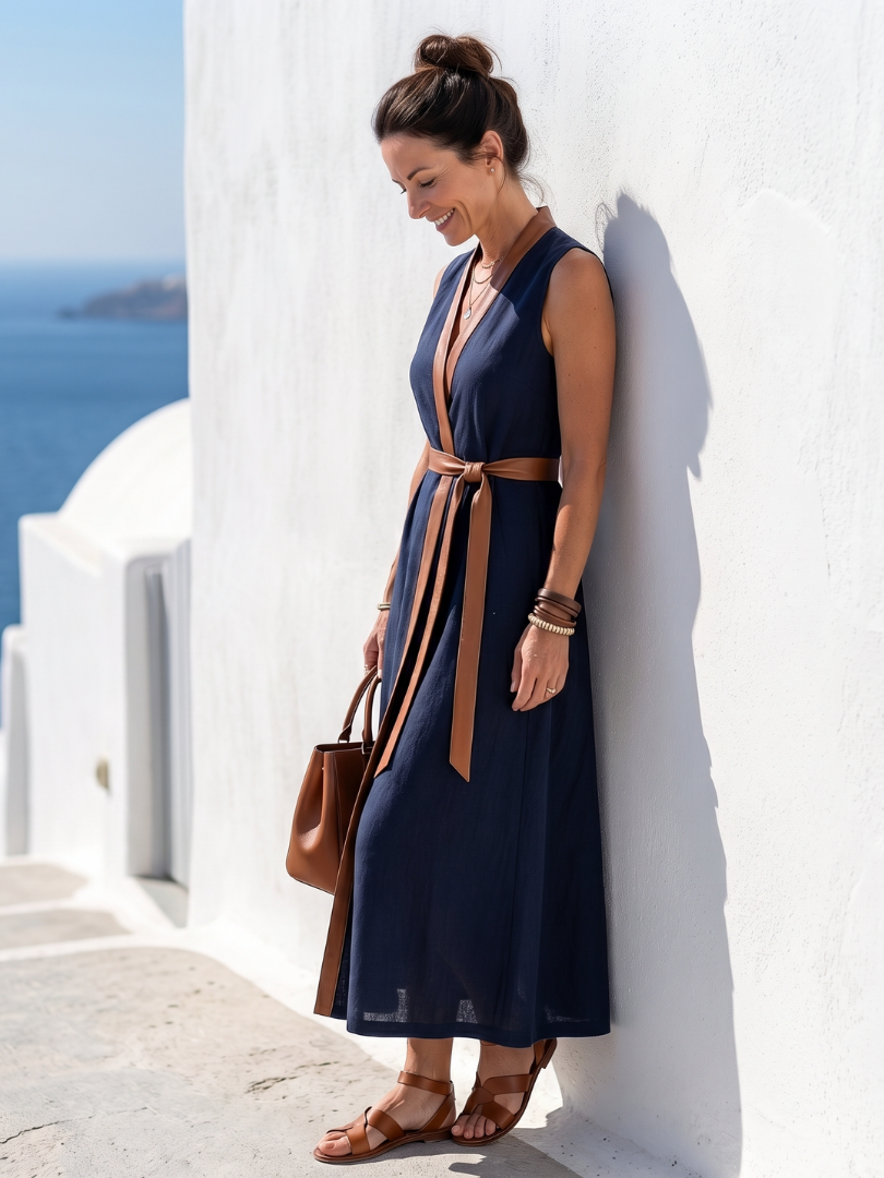 Myra | Midi Dress with Contrast Line