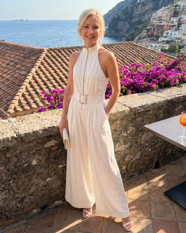 Astrielle | Sleeveless High Neck Belted Wide-Leg Jumpsuit