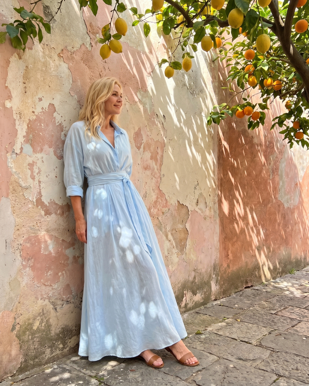 Zelith | Long Midi Dress with Collar and Belt