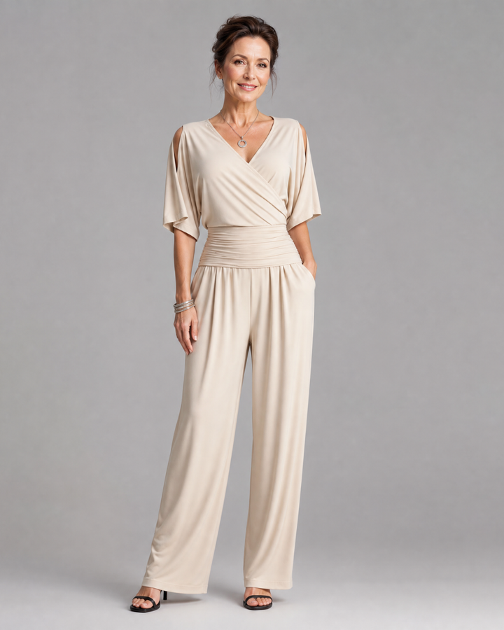 Nyxara | Relaxed Off-Shoulder Wrap Waist Jumpsuit