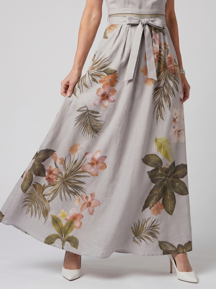Meadow | Maxi Dress with Botanical Panel and Halter Neck