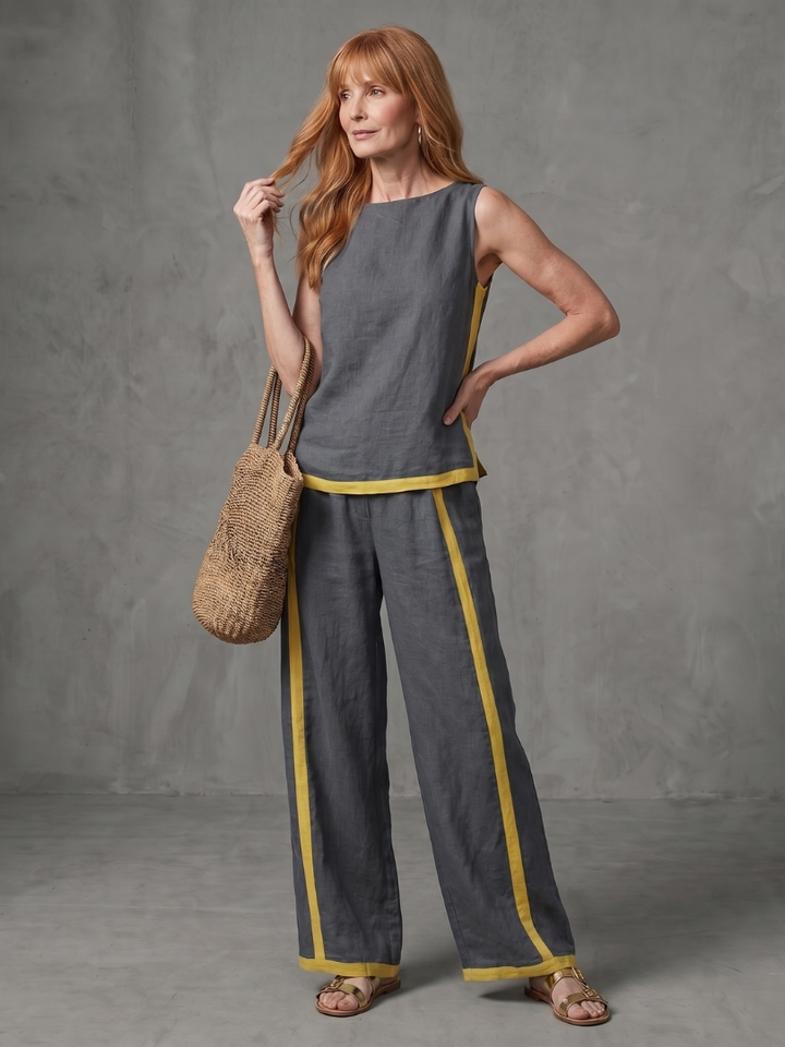Inara | Sleeveless Top and Contrast Wide-Leg Trousers