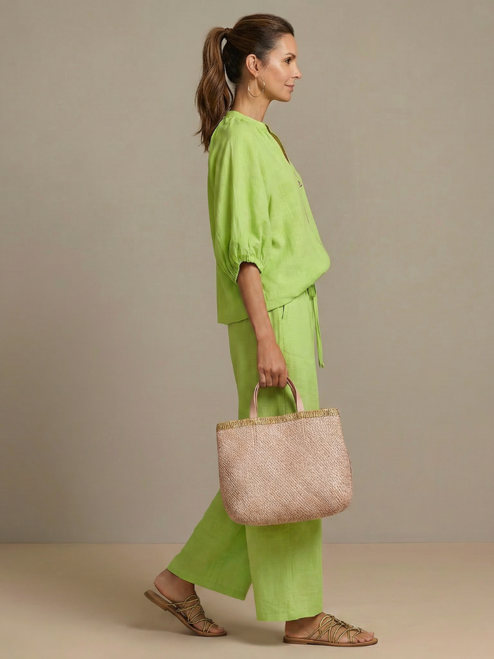 Natalia | Zip Blouson Top and Wide-Leg Trousers
