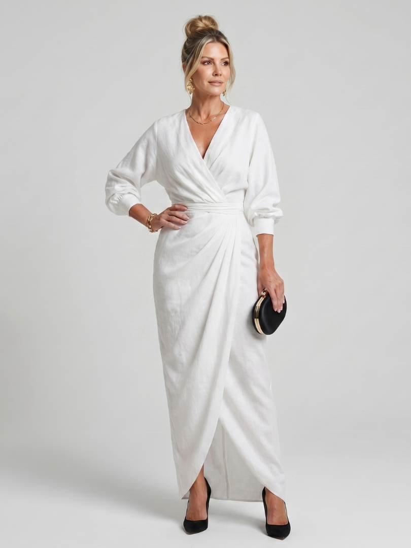 Fable | Long-Sleeve V-Neck Midi Dress