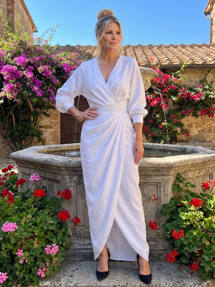 Fable | Long-Sleeve V-Neck Midi Dress