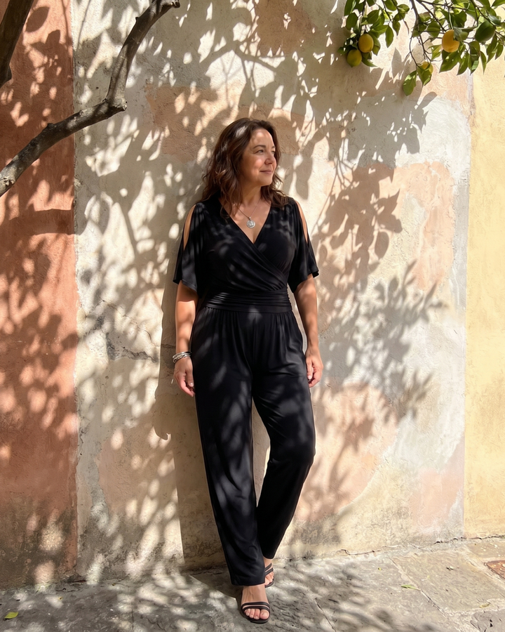 Nyxara | Relaxed Off-Shoulder Wrap Waist Jumpsuit