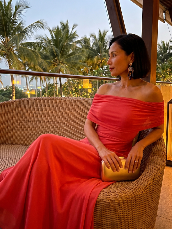 Giugno | Off-Shoulder Draped Midi Dress
