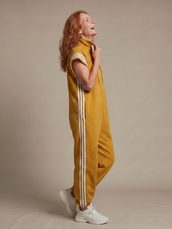 Lark | Zip Jumpsuit with Striped Panels