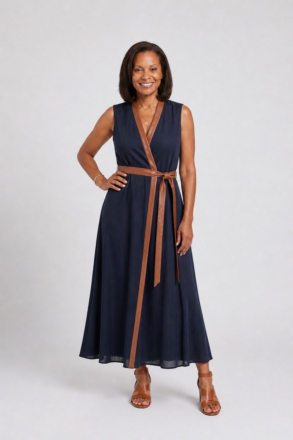 Myra | Midi Dress with Contrast Line