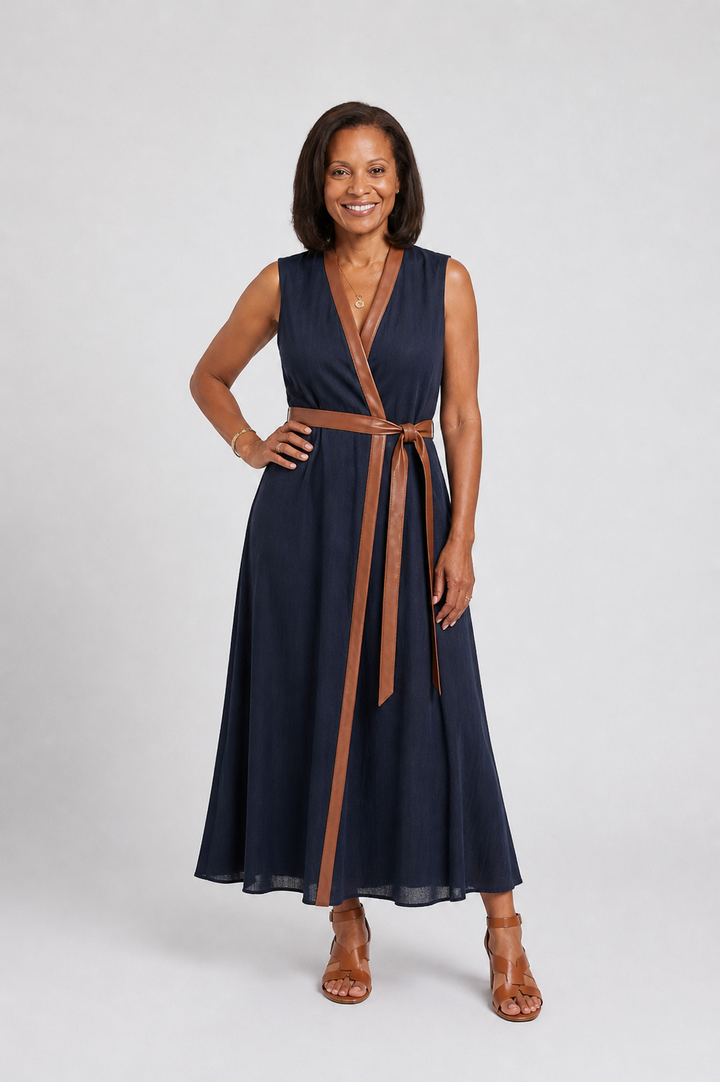 Myra | Midi Dress with Contrast Line