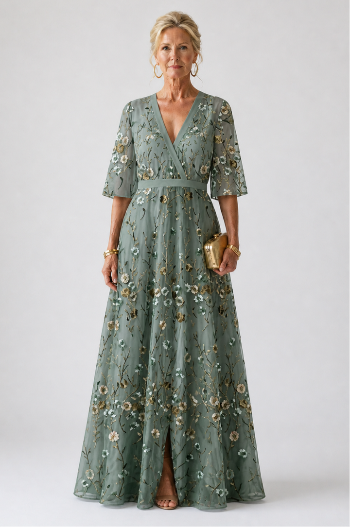 Stella & Grace™ | Floral Short-Sleeve V-Neck Maxi Dress