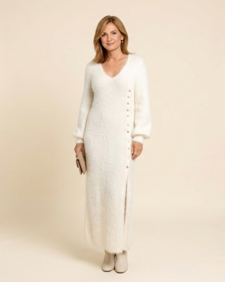Nerea™ Long Knitted Dress With Side Slit