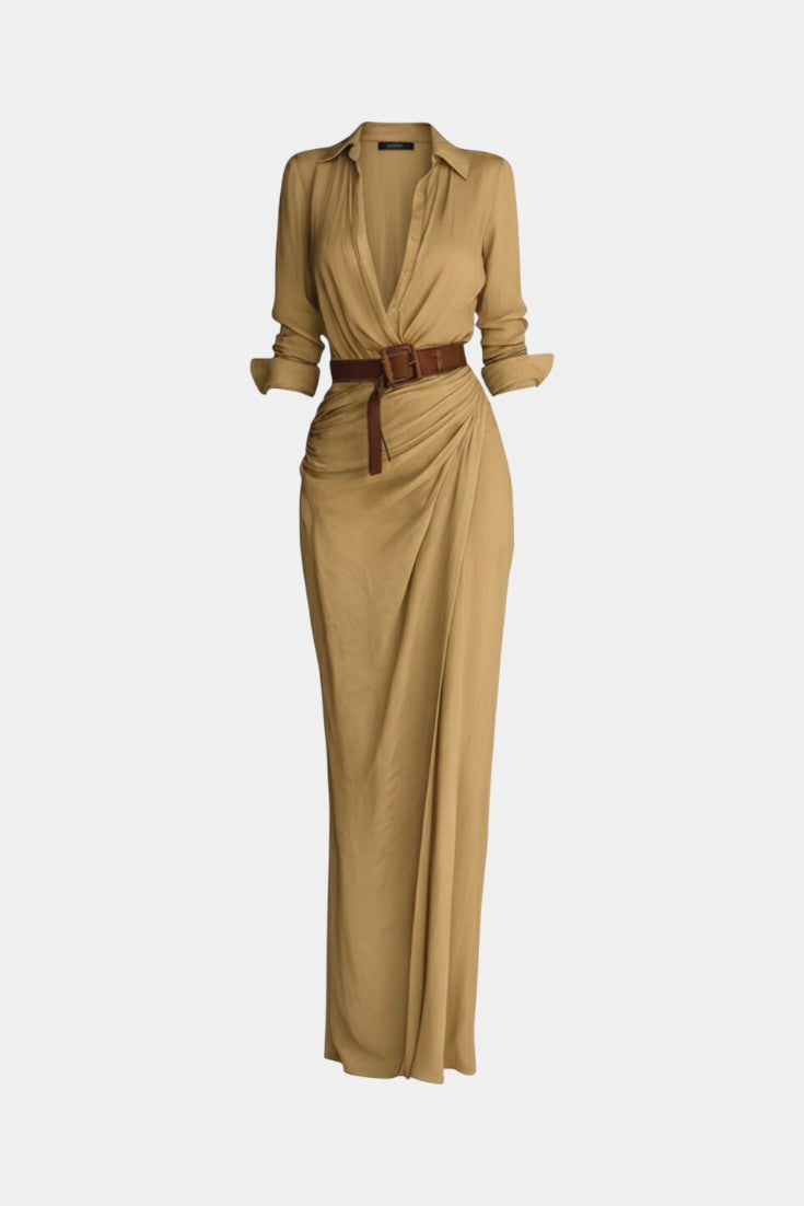 Souline Maxi Robe with Lapels and Belted Waist