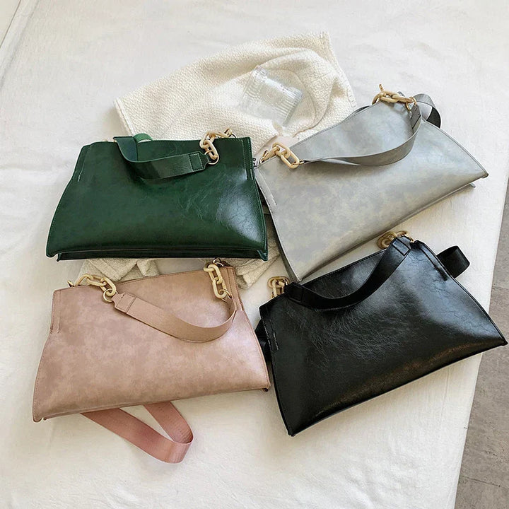 Elegant Soft Leather Shoulder Bag | Trendy Large-Capacity Bag