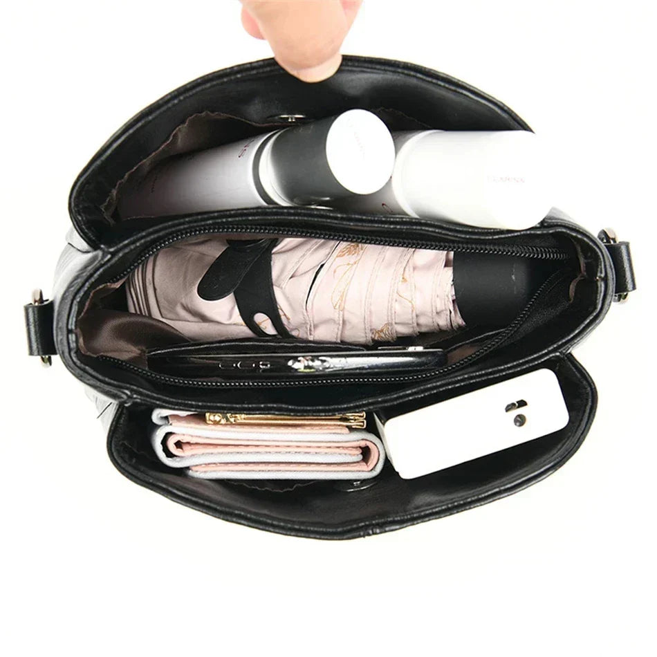 Elegant Embroidered Leather Tote & Crossbody Bag for Women
