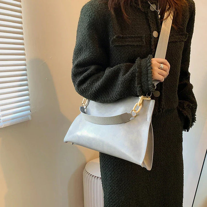 Elegant Soft Leather Shoulder Bag | Trendy Large-Capacity Bag