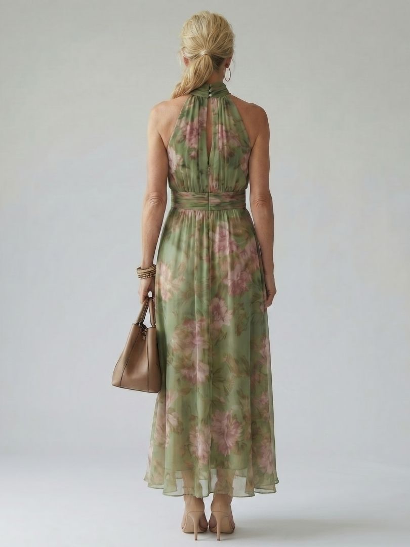 Mirelle | Gathered Halterneck Midi Dress