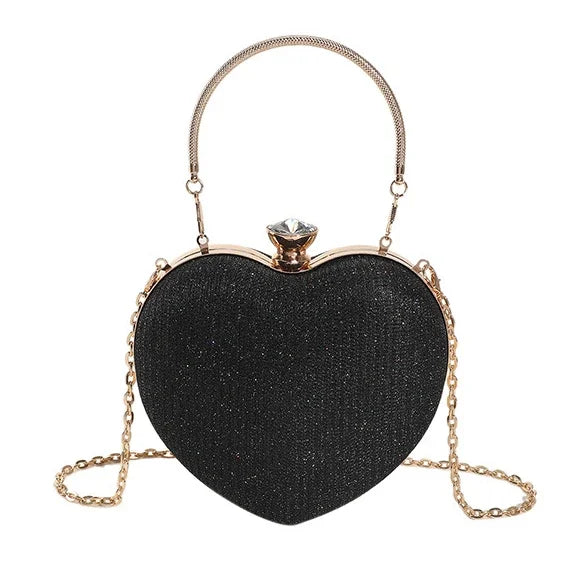 Glossy Metallic Heart-Shaped Bag