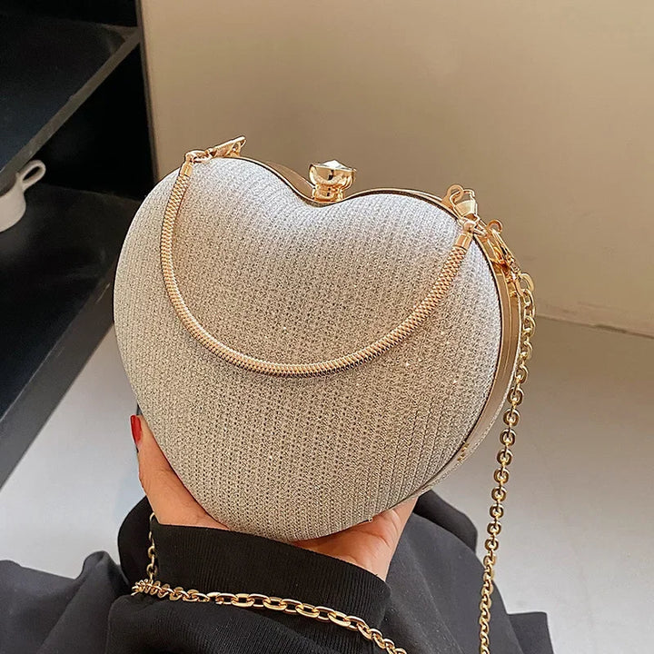 Glossy Metallic Heart-Shaped Bag