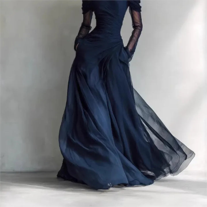 Eleonora • Long Off-Shoulder Dress with Lace Inserts