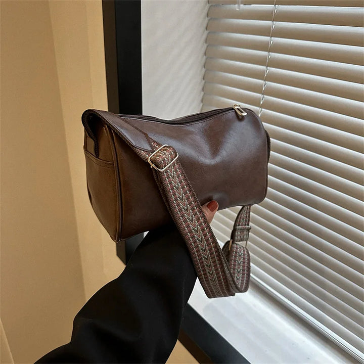 Vintage Chic PU Leather Boston Handbag | Trendy Shoulder Bag